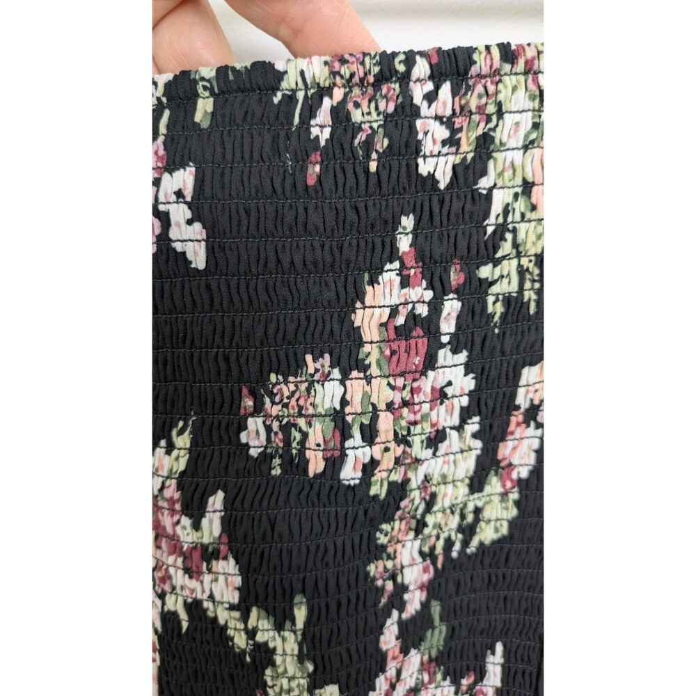 Abercrombie & Fitch XSP Dark Floral V-Neck Babydoll Coquette Mini Dress Smocked - Picture 16 of 16